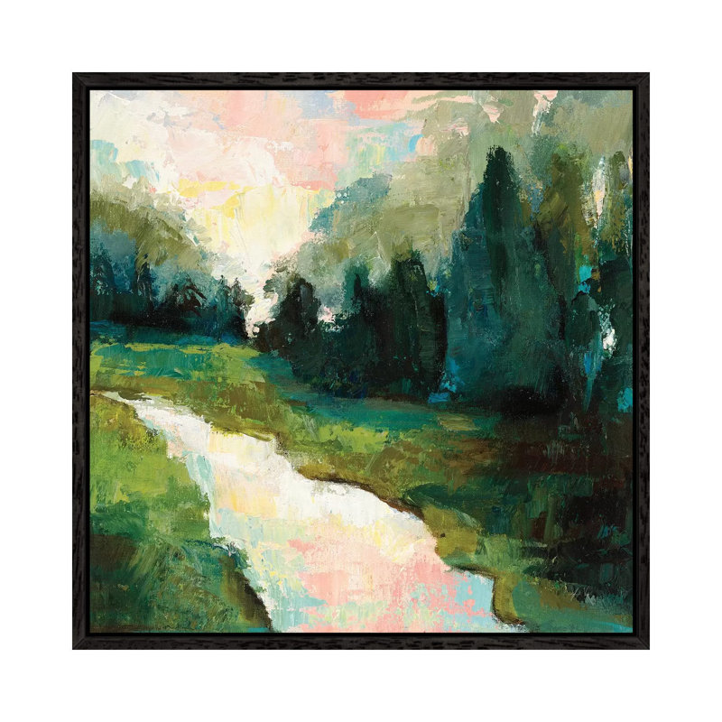 River Walk by Dane Shue - Painting on Canvas, 93.98 cm H x 93.98 cm W, Black Framed