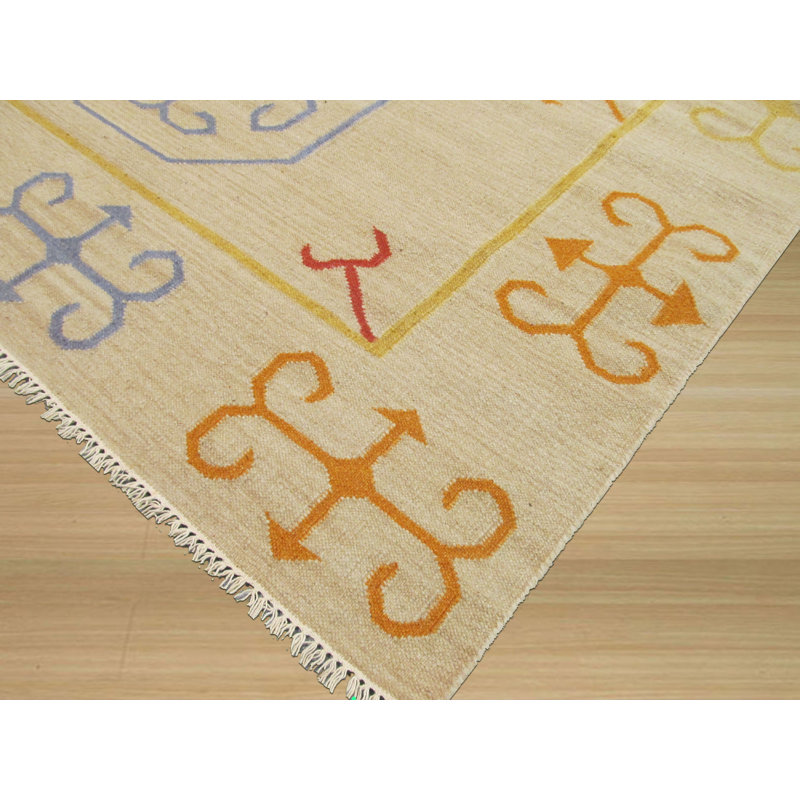 Bovey Ivory Hand Knotted Area Rug, Rectangle 5'7 x 10'