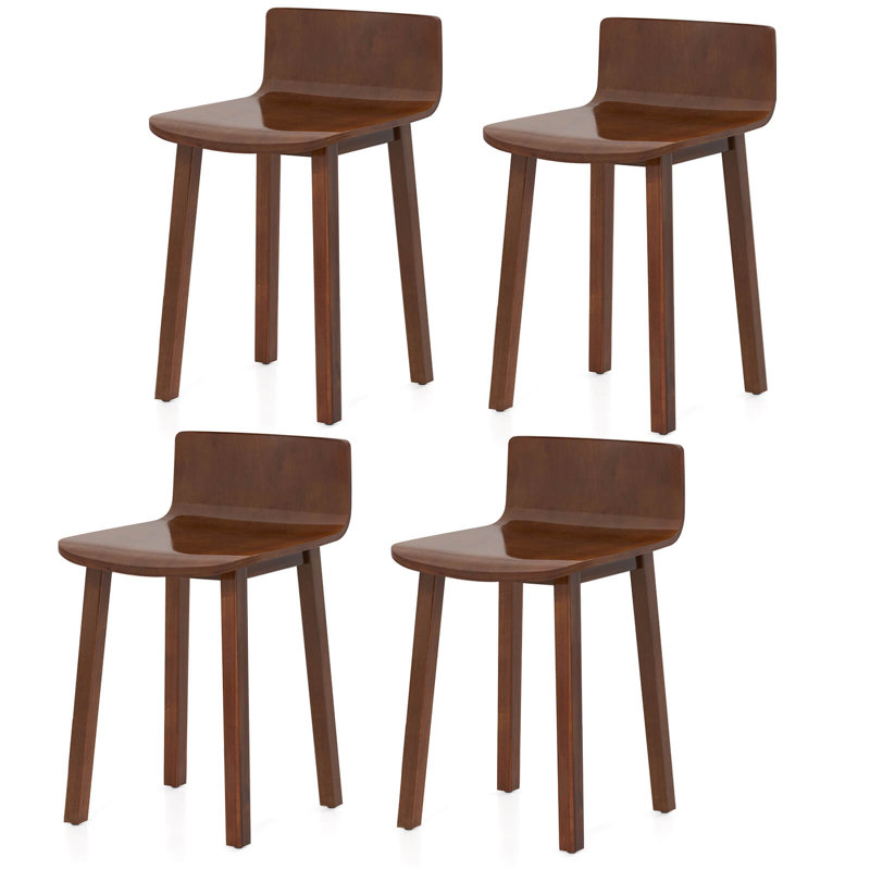 Dining Chairs with Acacia Wood Legs Curved Seat & Low Back for Home, 4