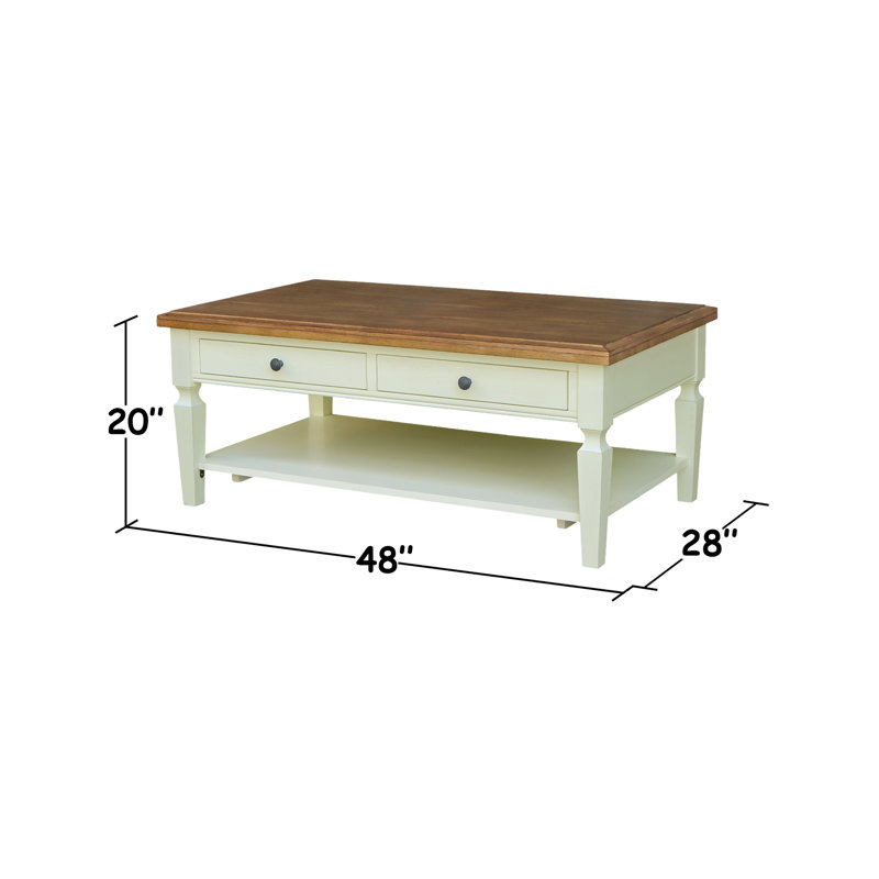 Table basse avec rangement Briseno, Hickory / blanc coquille