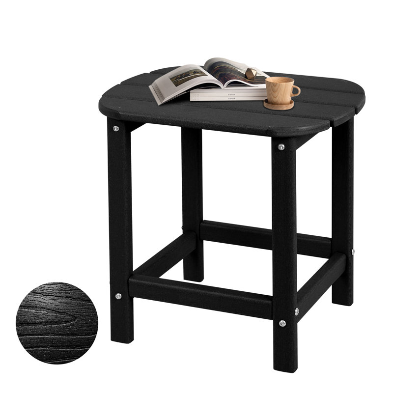 HDPE Outdoor Side Table with Wood Grain Texture – Weather-Resistant, Low-Maintenance Accent Table for Patio, Porch, Backyard, Poolside & Indoor Use