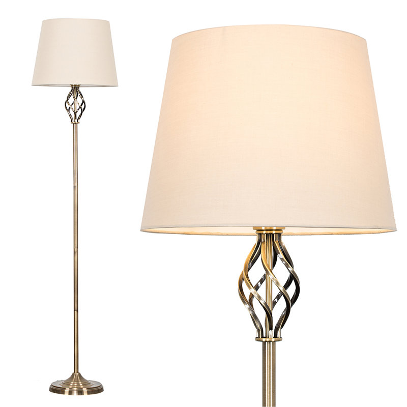 Tegan 151cm Traditional Floor Lamp, Grey, Brushed Chrome, Included