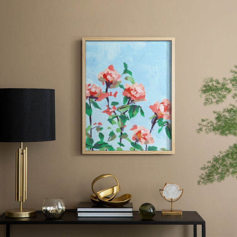 «Rose Garden Sky I», reproduction encadrée - bois massif, Naturel, H 21 po x l 17 po