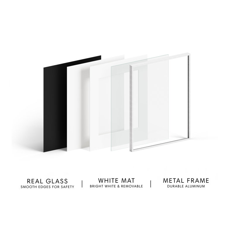 Cadre photo en métal avec verre, Blanc, L 12 po x H 12 po