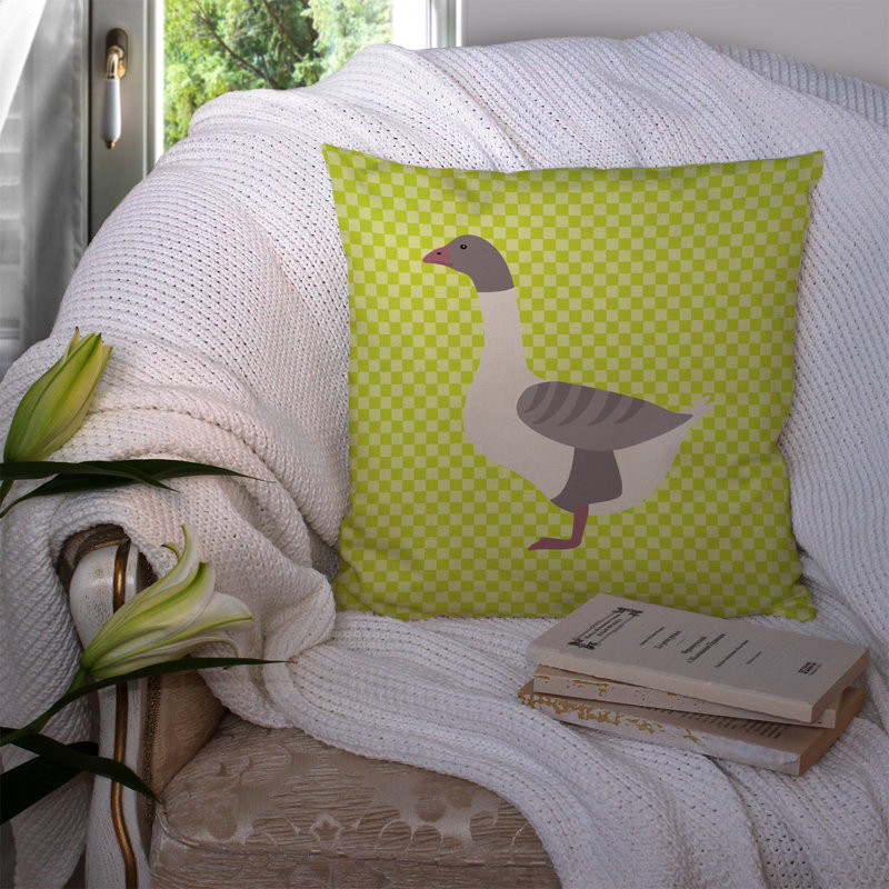 Coussin décoratif d’extérieur à damier pour l’oie lustre back, Vert, 14 po x 14 po