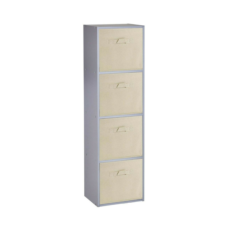 Cynera 106cm H x 30cm W Cube Bookcase, Grey/Beige, (3 Shelves) 79.5cm H x 30cm W x 23.5cm D