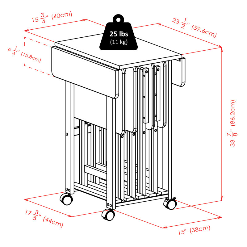 Ensemble de 4 tables-plateaux Adreanne, Brun