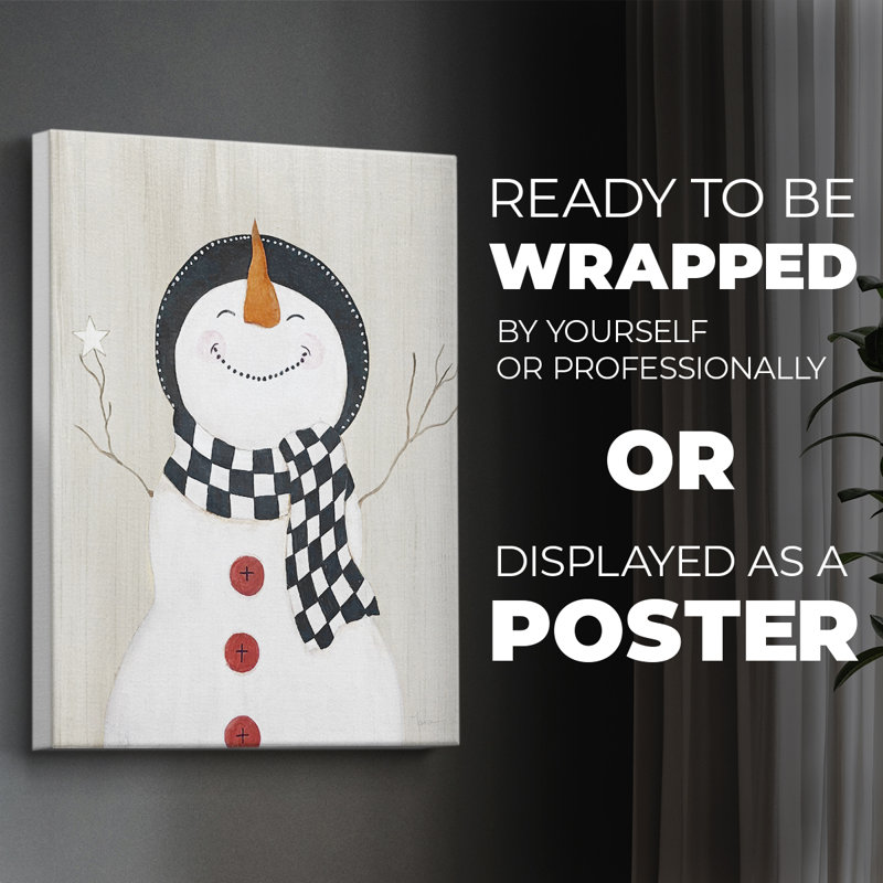 Festive Snowman II - Impression sur toile seulement - NON-CADRE, H 27 po x l 18 po