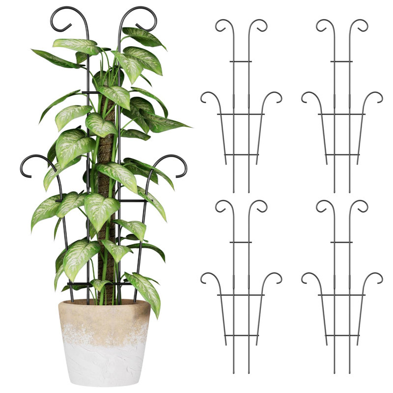 Treillis pour plantes grimpantes de 60 cm (23,6 po) pour l'intérieur et l'extérieur, ensemble de 4, robuste et antirouille, noir