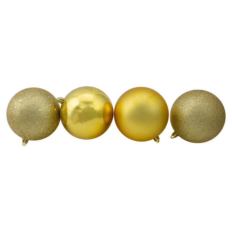 Boules de Noël incassables à 4 finitions 4 po (100 mm), Or