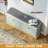 Modern White Gold Trim Shoe Bench with Flip Doors & Padded Seat, Entryway Hidden Shoe Storage Cabinet Bench-1075086931