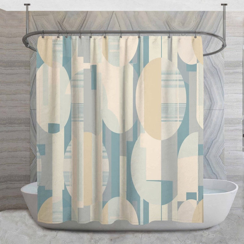 Rideau de douche à motif géométrique, H 73 po x l 70 po