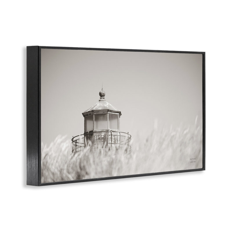 «Swaying Reeds & Lighthouse», estampe numérique par Nathan Larson, H 12 po x l 18 po, Giclée encadrée noir minuit