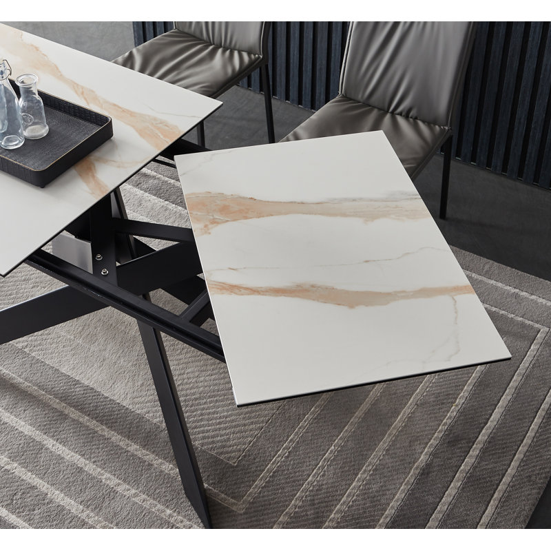 Extendable Metal Base Dining Table