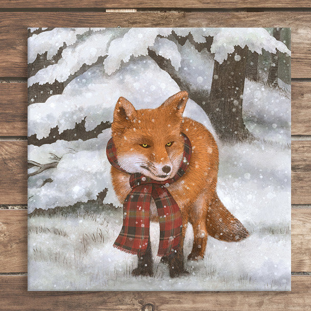 « winter fox », impression sur toile tendue, H 40 po x l 26 po x P 1,5 po