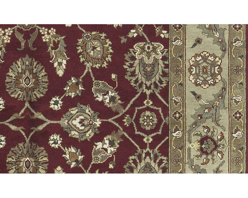 Tapis rouge et beige de haute qualité noué à la main Ziegler