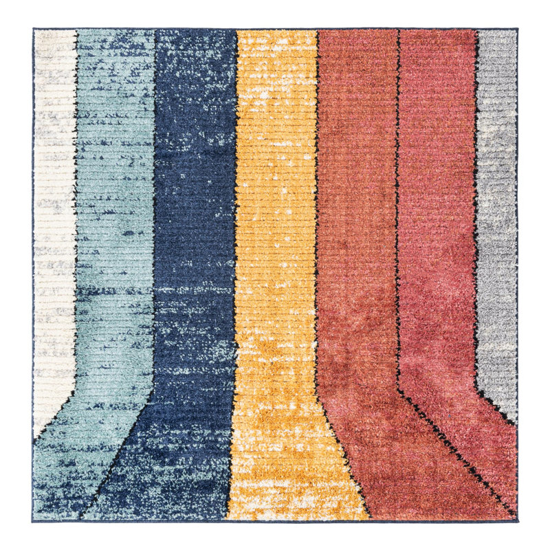 Abrams Geometric Polyester Rug, Square 5'3"