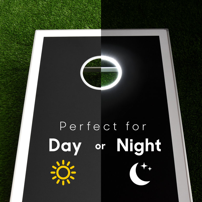 Black Aluminum LED Cornhole Set with Bean Bags