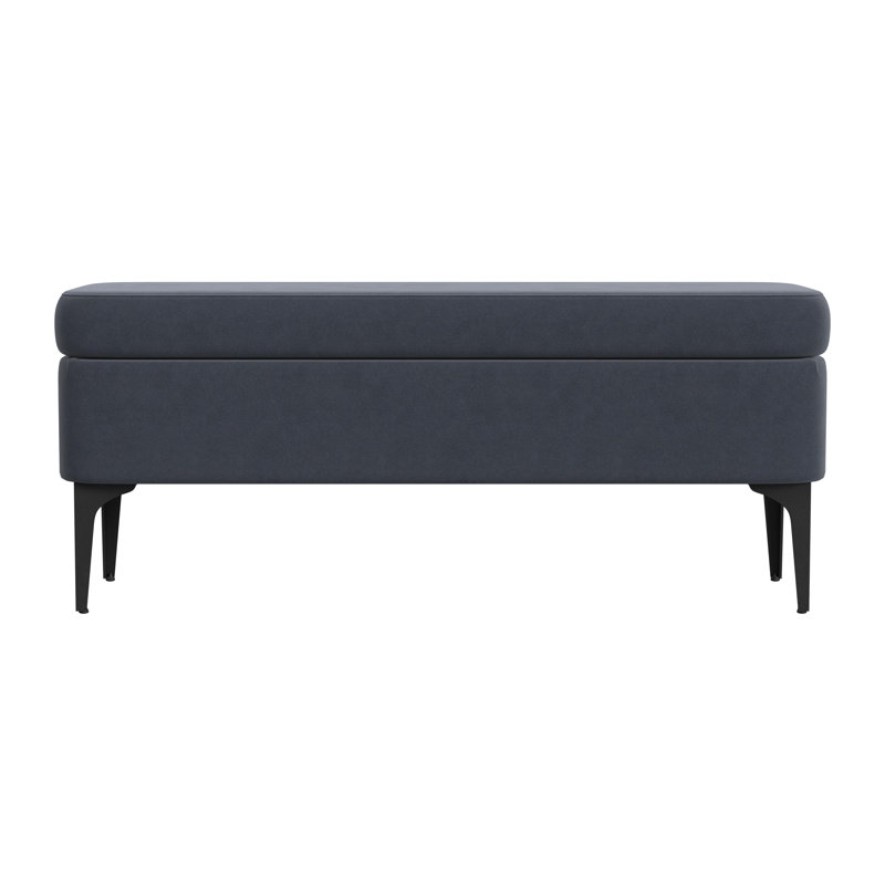 Ameelya Upholstered Storage Bench, Blue Velvet