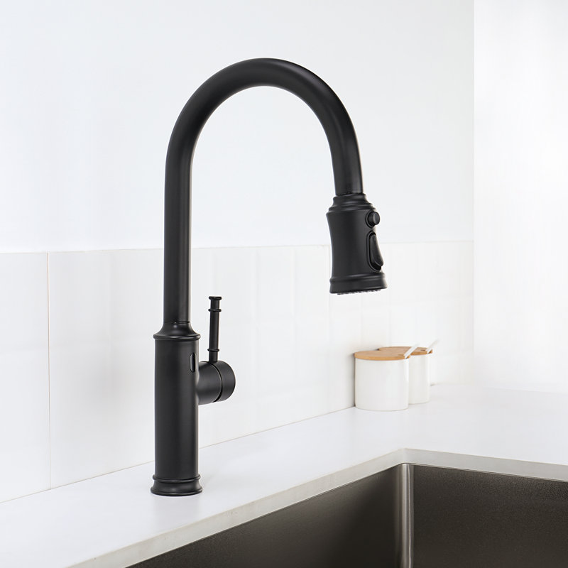 Robinet sans contact avec pulvérisateur rétractable, robinet à capteur de mouvement à un trou pour évier de cuisine, Lefton KF2210