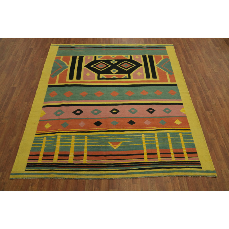 Tapis géométrique kilim carré 8 x 8