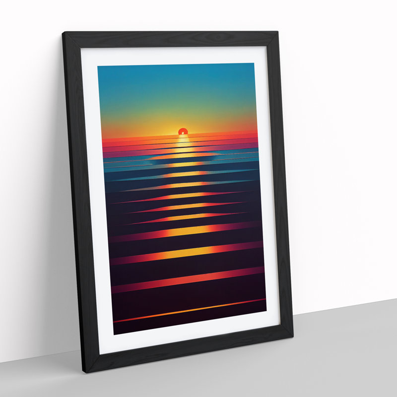 Tantalising Abstract Sunset - Wall Art, Black Framed Paper, 66cm H x 48cm W, White