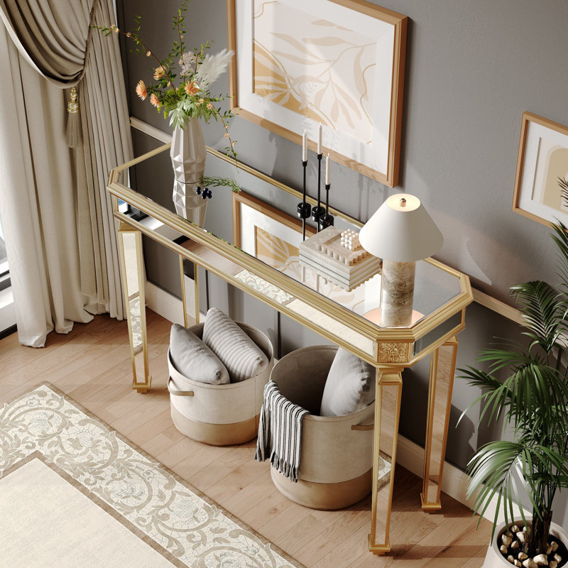 Chasidi 48''W Mirror Console Table, Gold