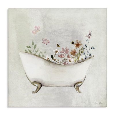 Butterfly Floral Bath Canvas Wall Art by Stella Chang