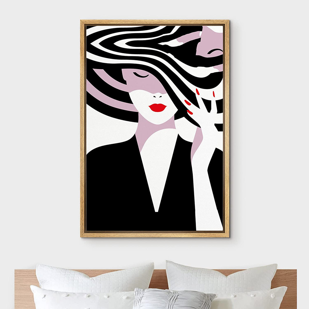 Stylish Woman Portrait Elegant Pop Fashion Modern Decor Chic Ultra Framed Canvas Print Wall Art IDEA4WALL Frame