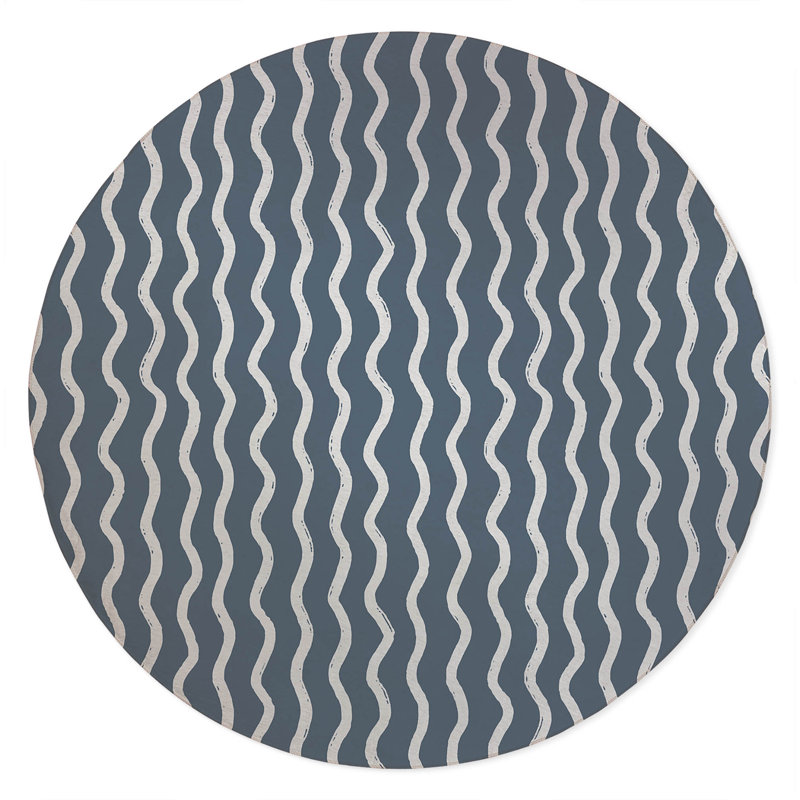 Wiggle Row Non-Slip Outdoor Rug, Round 5'