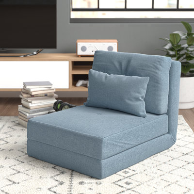Spofford Convertible Flip Chair, Floor Lazy Sofa, Folding Upholstered Couch Bed With Adjustable Backrest, Metal Frame And Pillows For Living Room Bedroom