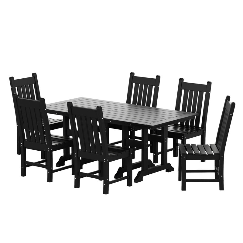 Ensemble de salle à manger rectangulaire pour 6 personnes 71 po Laguna, Noir
