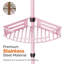 Étagère de douche d'angle rose à 4 niveaux avec barre de tension, réglable de 119 à 307 cm, antirouille