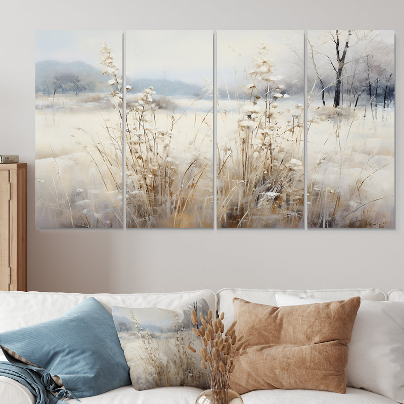 «Winter Meadow View Calmness I - Meadow», ensemble de 4 pièces d'art mural, H 28 po x l 48 po