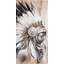 Indian with an headdress chief - 24"x48" Framed canvas