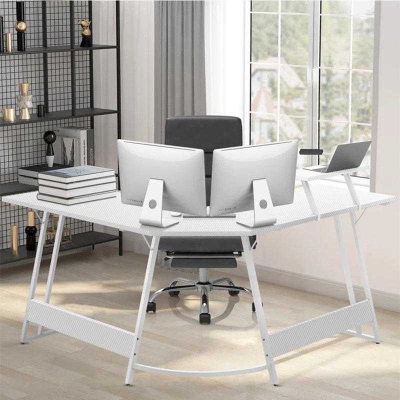 L-Shaped Metal Base Computer Desk