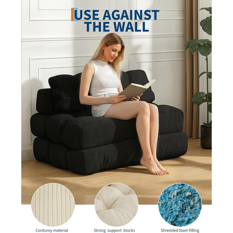 135 Upholstered Futon, black