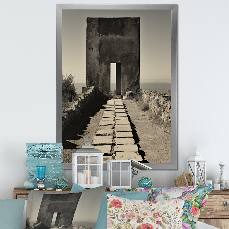 " Black And White Minimal Horizon Photo ", Silver Single Picture Framed, 32" H x 16" W