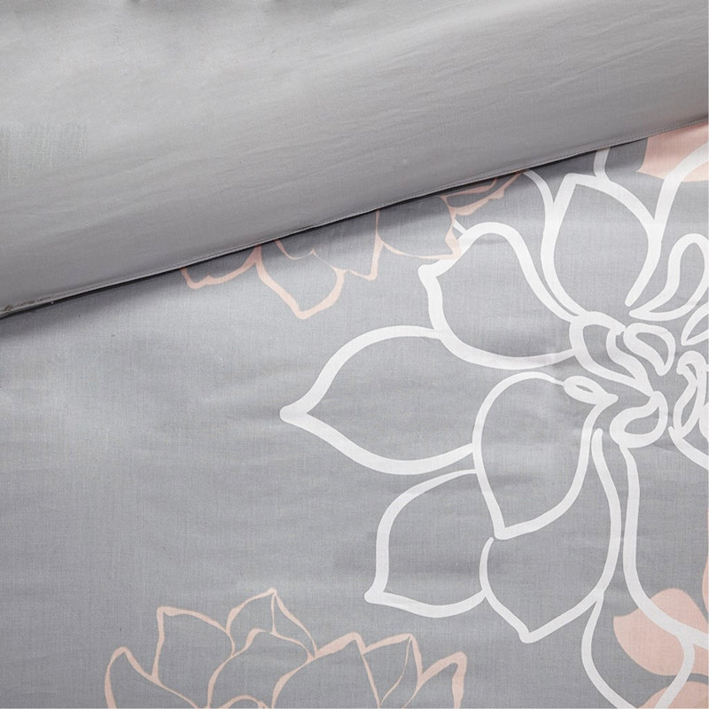 Ensemble de housse de couette 6 pièces, Housse de couette pour très grand lit et 5 pièce, Blanc / Rose