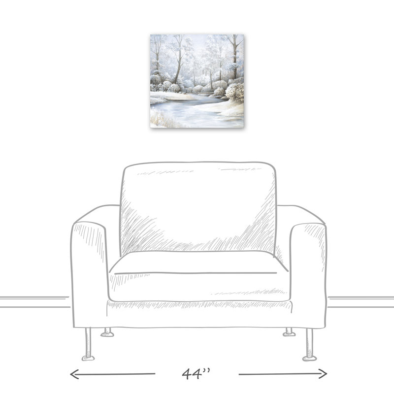 Paysage de ruisseau d'hiver sur toile, H 12 po x l 12 po x P 1,25 po