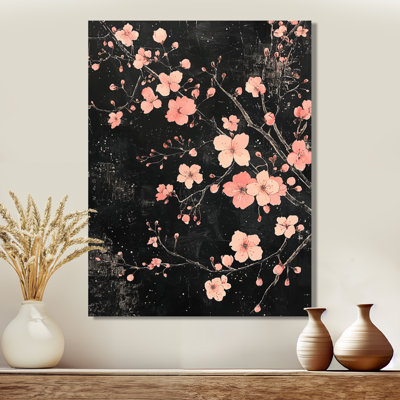 Cherry Blossom Midnight Blooms II - Cherry Blossom Metal Wall Art, Traditional Metal Art Print