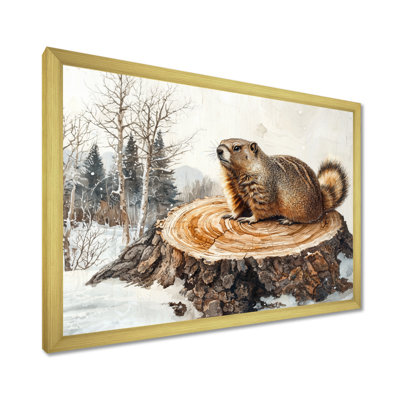 «Forest Marmot Animal In Winter Landscape II - Groundhog», reproduction d'art sur toile