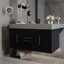 Meuble-lavabo flottant de 39 po avec plateau en pierre, lavabo en céramique et rangement