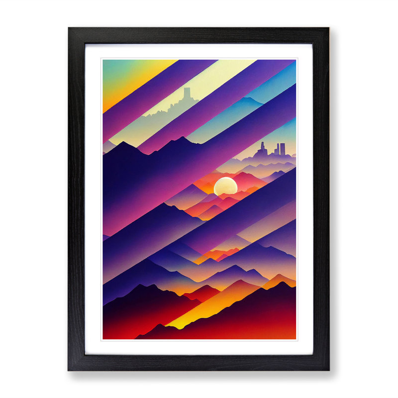XV1022-591X An Evocative City Skyline Abstract - Single Picture Frame Print, 64cm H x 46cm W, Black Framed