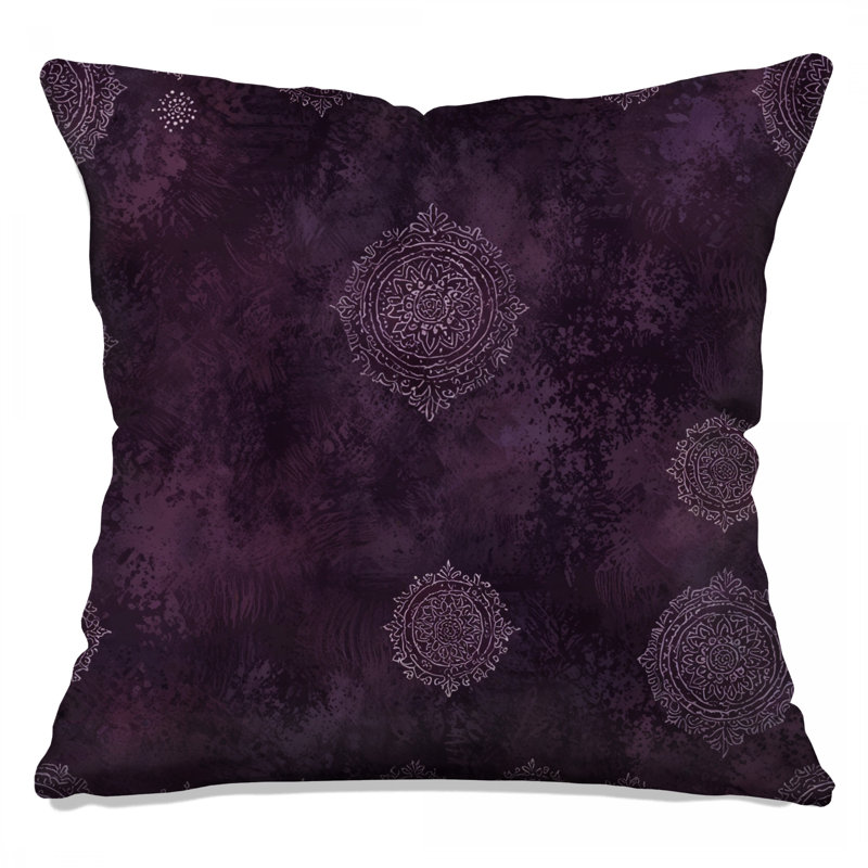 Purple Ornamental Motif Double Sided Throw Pillows, 16 x 16 inches