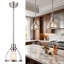 Suspension de 8 pouces à 1 lumière, fini nickel brossé mat, abat-jour en verre transparent, petit luminaire de style campagnard pour îlot de cuisine, culot E26-337527768