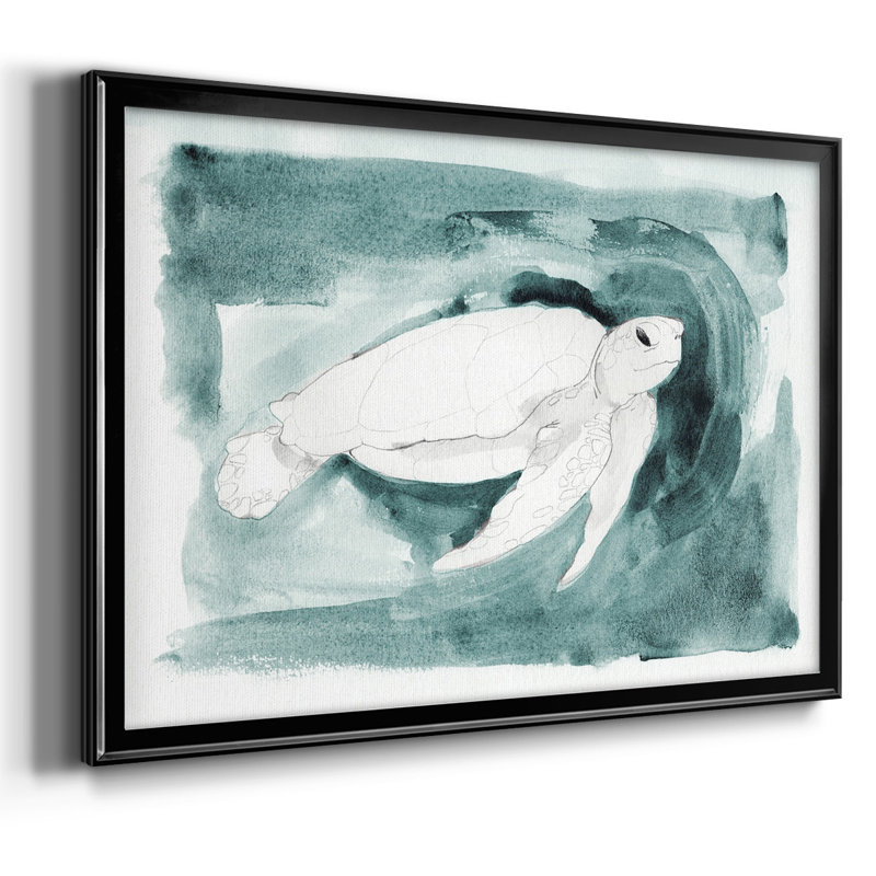 "Sea Turtle", reproduction d'art sur toile encadrée, H 14 po x l 20 po x P 1,5 po, Noir