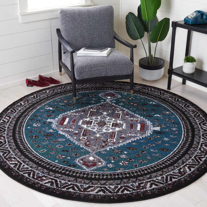 Vintage Hamadan Performance Oriental Rug, Round 6'7"