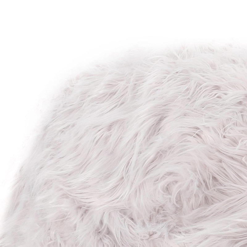Pouf rond en fausse fourrure 5 pieds, Fausse fourrure crème