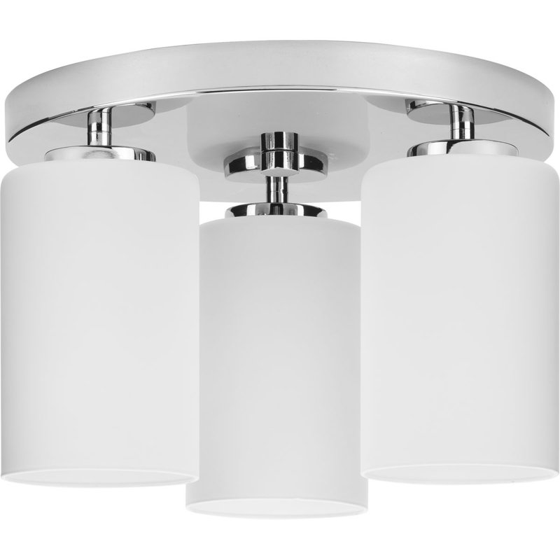 Bromwich Glass Flush Mount, Polished Chrome, Etched White